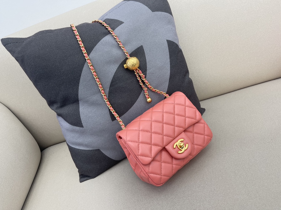 Mini Classic Flap Lambskin Bag AS1786 Cream Pink/Gold